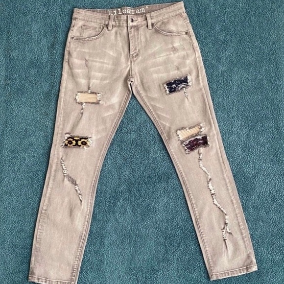 Men’s Kilogram Jeans Distressed Size 36